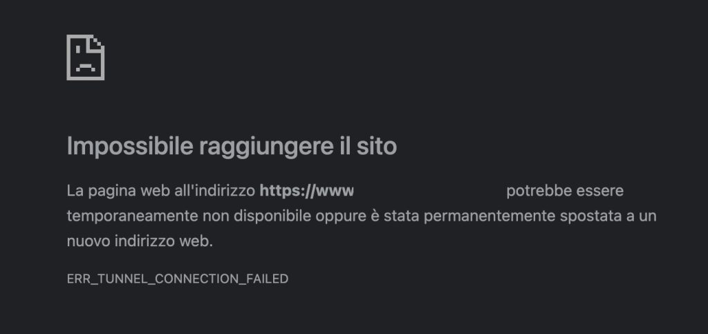 Risolvere l'Errore ERR_TUNNEL_CONNECTION_FAILED Chrome