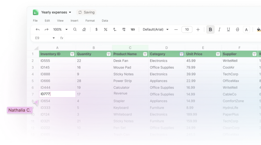 Proton Sheet, interfaccia