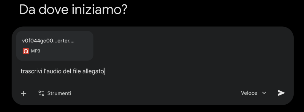trascrivere audio con ai - Google Gemini