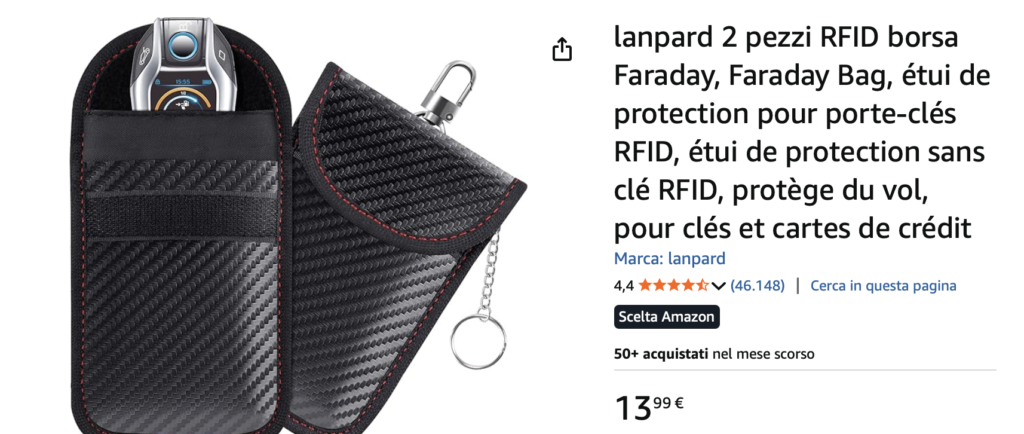 gabbia di Faraday - alternativa alla carta stagnola per le chiavi auto